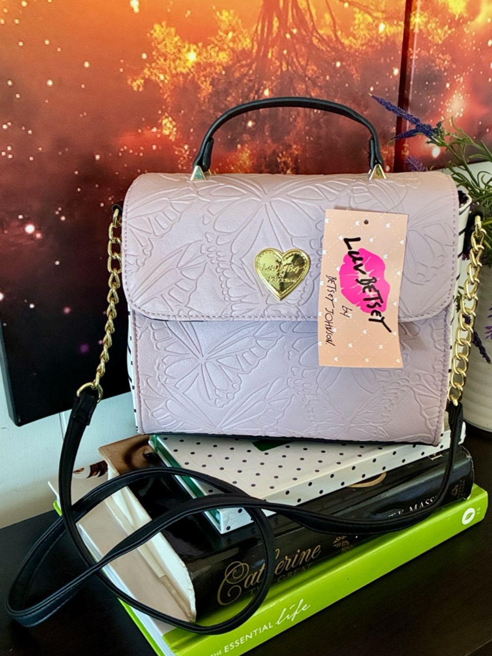 Betsey Johnson Blush Stripe Crossbody